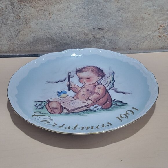 Schmid Hummel Christmas 1991 A Message From Above Decorative Wall Hanging Plate - Picture 10 of 11